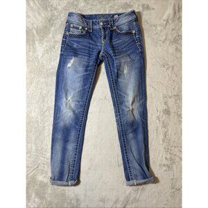 Women’s Miss Me Denim Jeans Cuffed Skinny Medium Wash Size 26